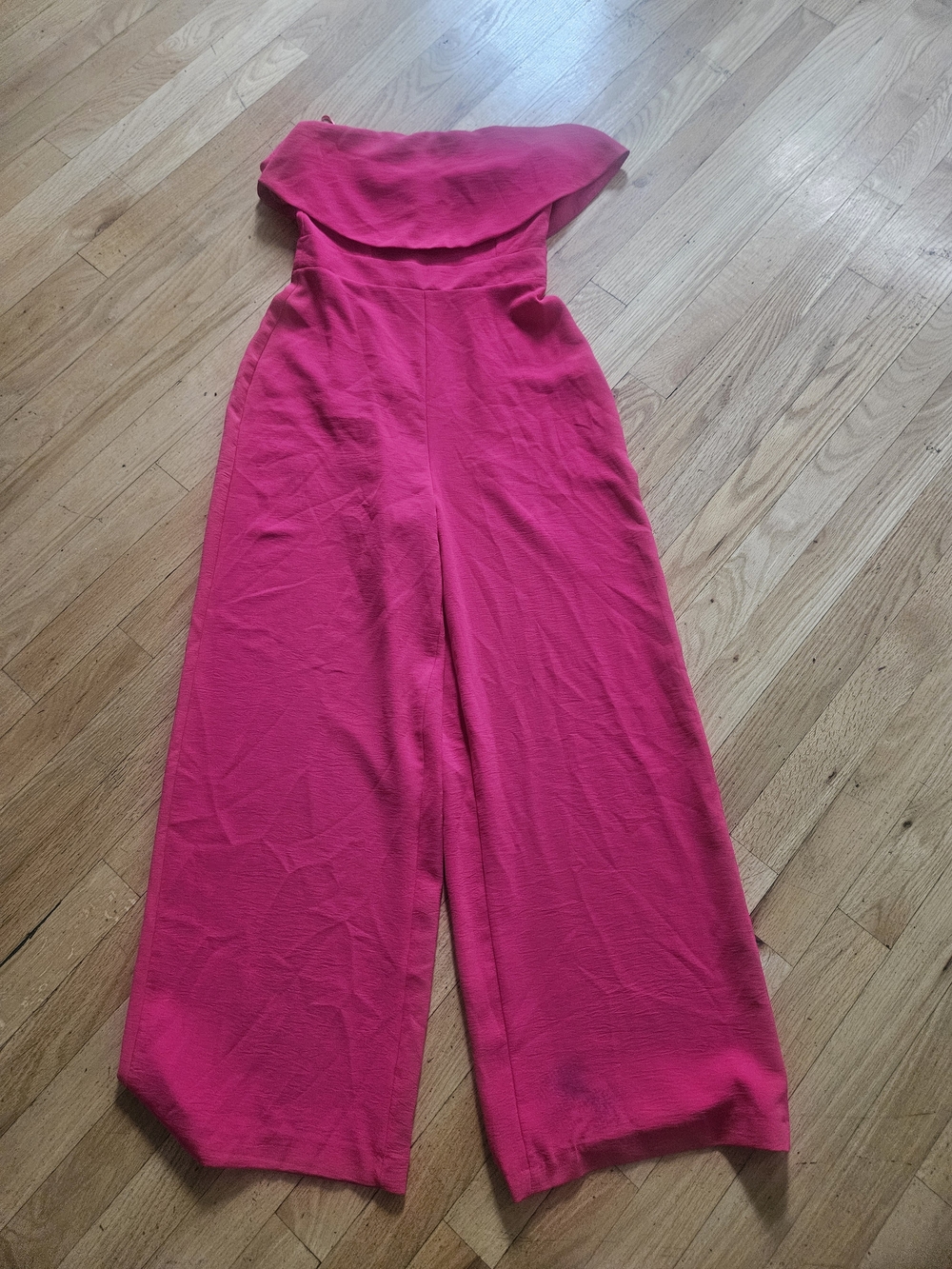 Strapless Wide-Leg Jumpsuit - Hot Pink